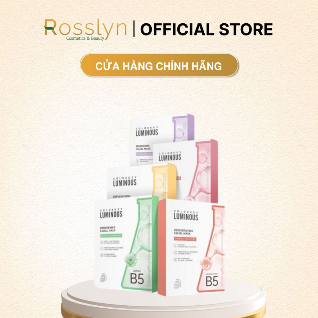 Mặt Nạ Giấy COLORKEY 1 Hộp 10 Miếng LUMINOUS Vitamin B5 Giúp Cấp Ẩm, Hỗ Trợ Phục Hồi Làn Da Rosslyn