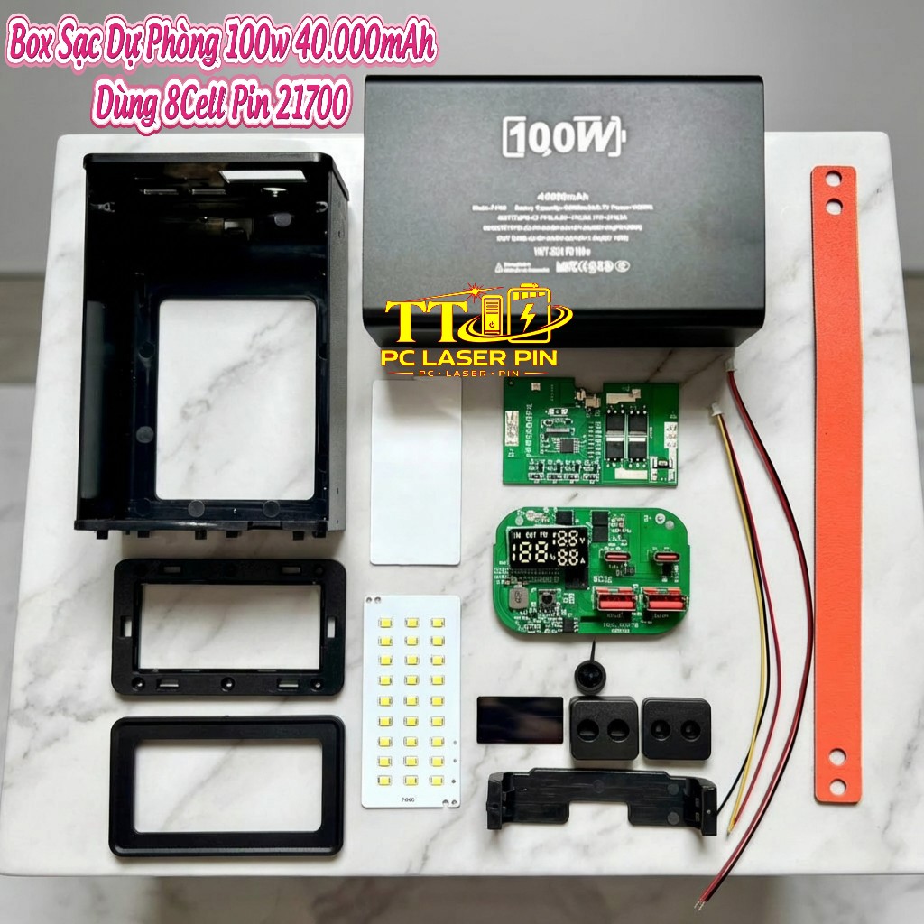 Box 100w 40000mAh dùng 8cell 21700 tích hợp đèn led siêu sáng