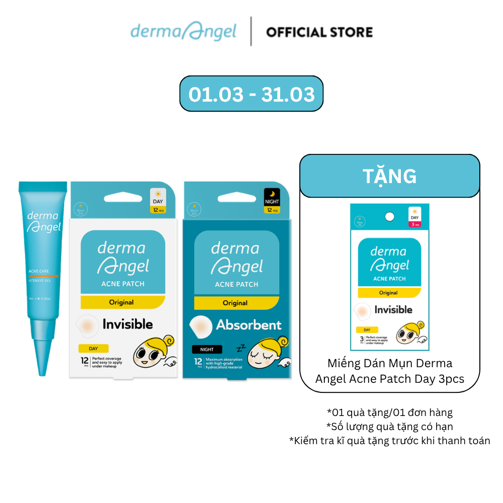 Combo Chăm Da Mụn Derma Angel Acne Gel + Derma Angel Day & Night 12