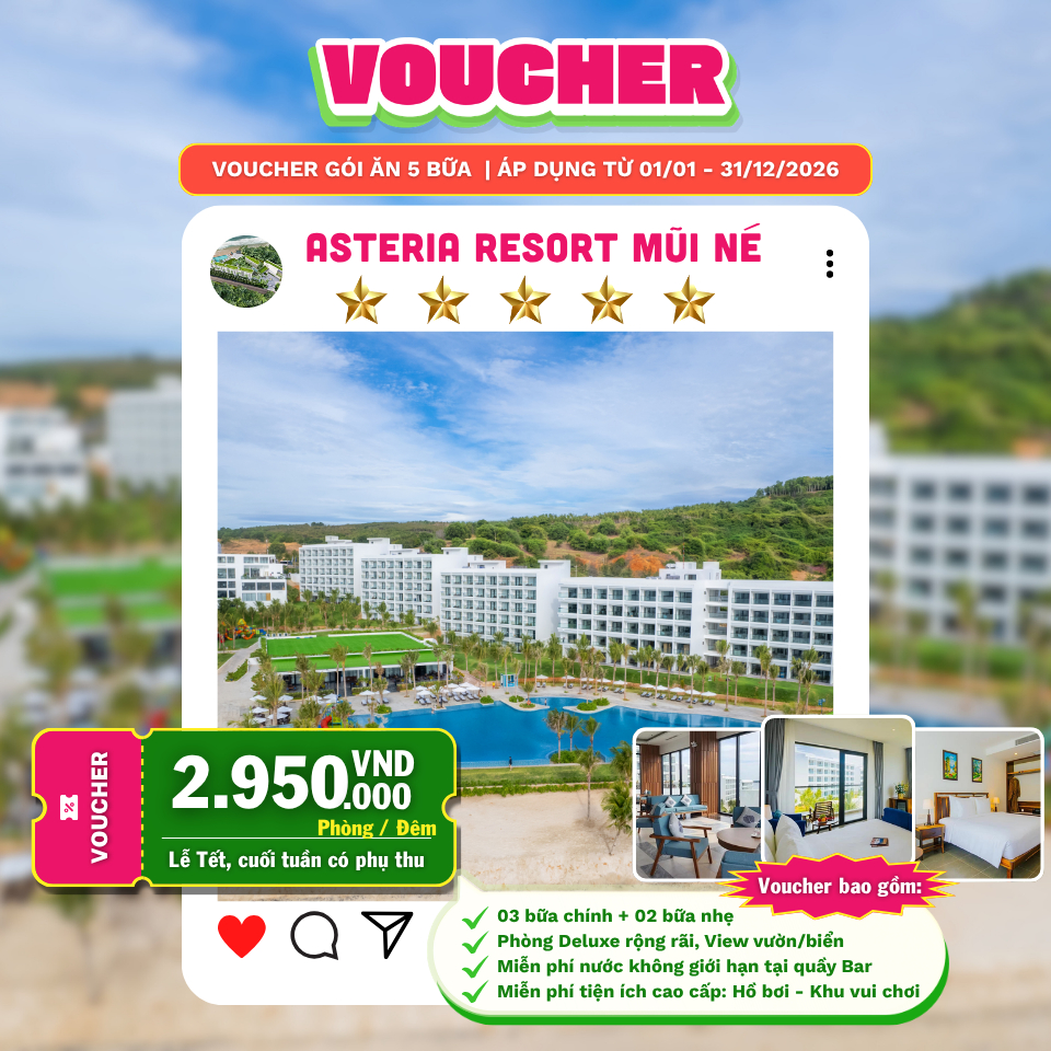 VOUCHER NGHỈ DƯỠNG ASTERIA MŨI NÉ 5 SAO