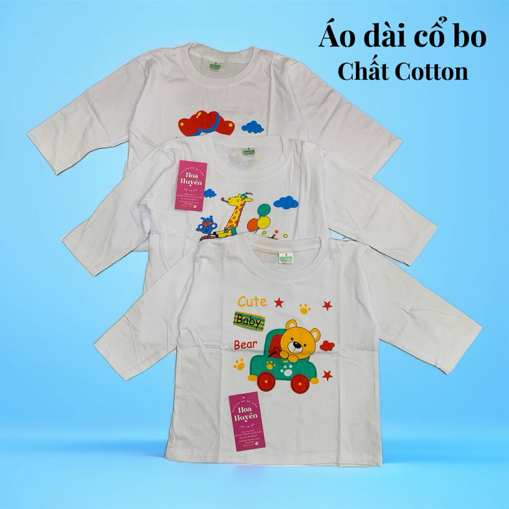 Bé 18-32kg Combo 5 Áo Dài Tay ,Cộc Tay Cổ Tròn Cho Bé Trai Bé Gái Chất Cotton Bossini