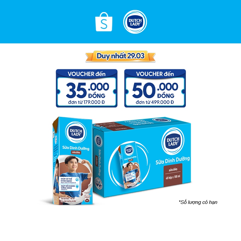 Thùng 48 Hộp Sữa Dinh Dưỡng Dutch Lady Socola 48x180ml