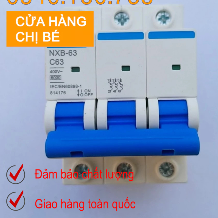 Aptomat MCB Chint NXB-63 32A, 40A, 63A át cài 2P/3P