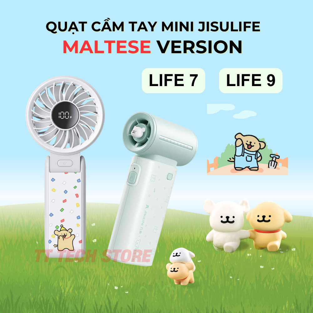 [ Maltese ] Quạt cầm tay mini Jisulife x Maltese Life 7 / Life 9 cao cấp, pin 5000mAh, 5 cấp độ gió 