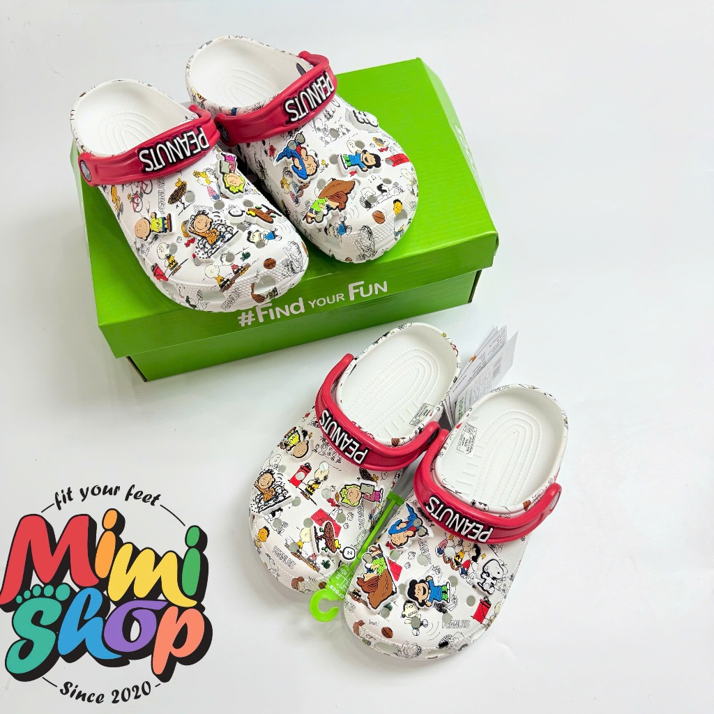 Dép Nam Nữ Classic Mimi Shop – Sục Unisex Họa Tiết Snoopy Peanuts, Nhẹ Êm, Chống Trơn, Size 36–44