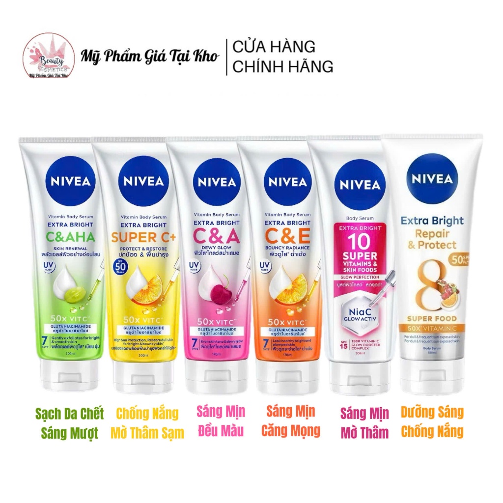 Serum Dưỡng Thể Nivea Sáng Mịn Mờ Thâm Super 150X Vitamin C Niacinamide 170ml