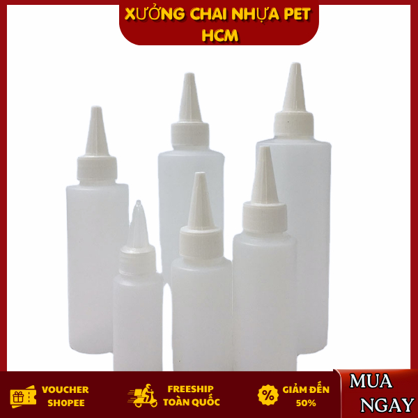 Chai Nhựa AC Mềm Nút Nhọn Nhỏ Giọt 50ML 100ML 200ML - Chai Nhựa Đựng Sốt - Chai Xịt Bơ