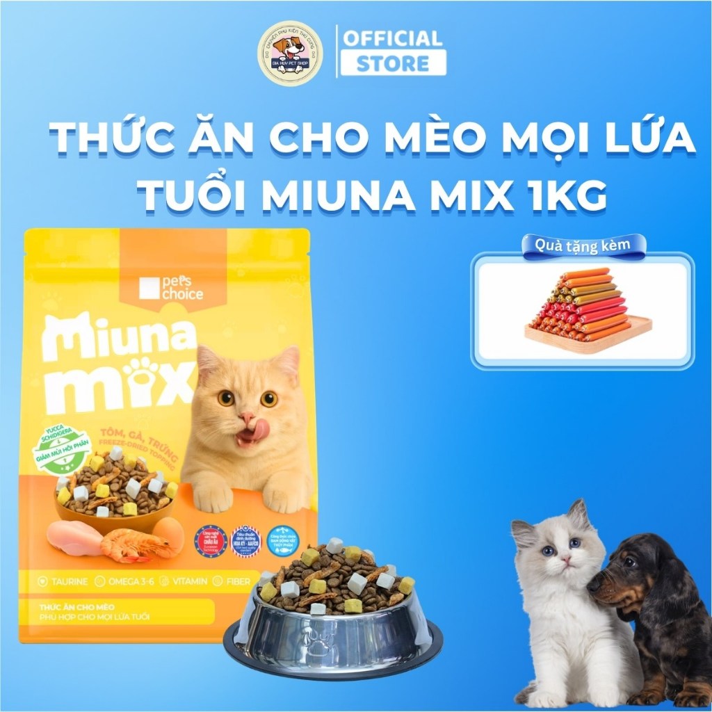 Hạt Thức Ăn Cho Mèo Miuna Mix 31% Protein Tôm Gà Trứng Cho Mèo Mọi Lứa Tuổi - Gia Huy Pet Shop