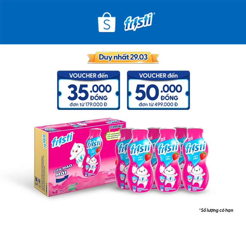 Thùng 48 Chai Sữa chua uống Fristi vị dâu 80ml/chai