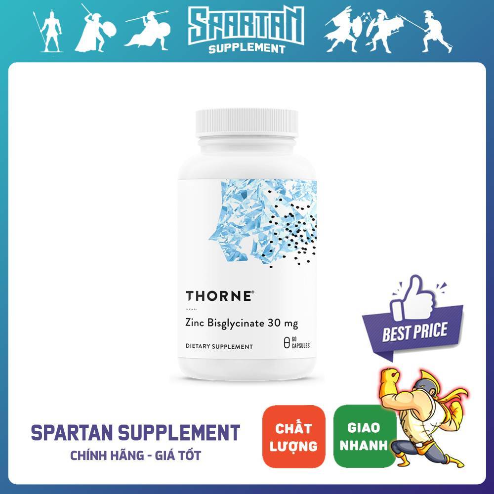 Thực Phẩm Bổ Sung Kẽm THORNE Zinc Bisglycinate 30mg - Hỗ Trợ Sức Khỏe Nam Giới
