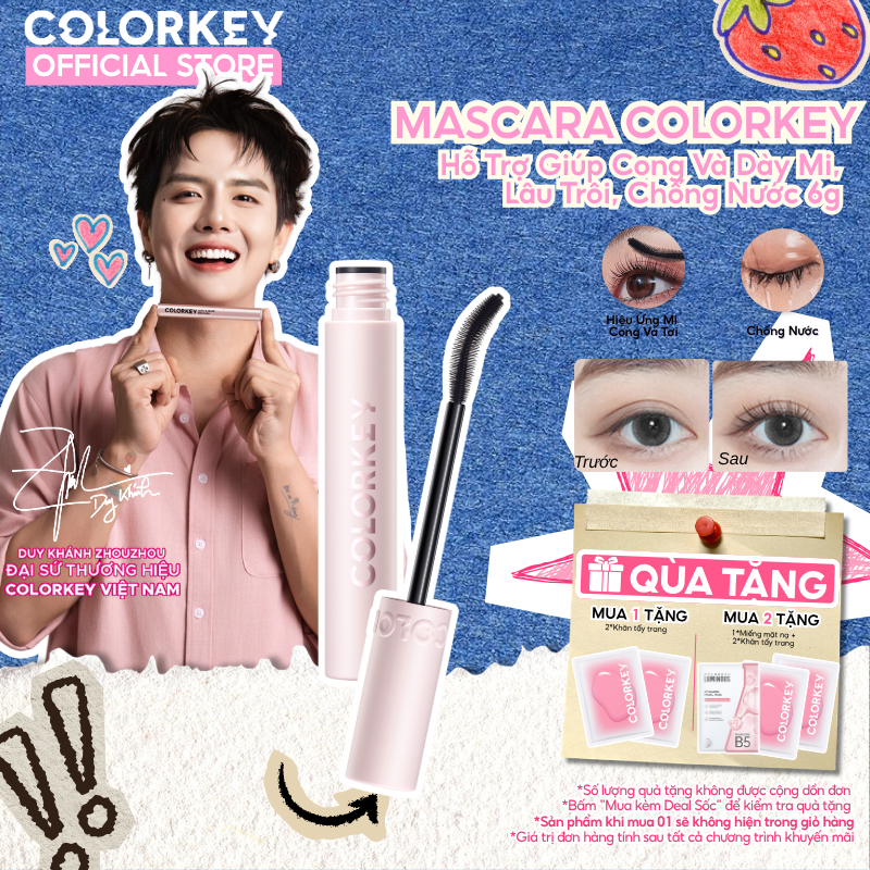 Mascara COLORKEY Hỗ Trợ Giúp Cong Và Dày Mi, Lâu Trôi, Chống Nước 6g