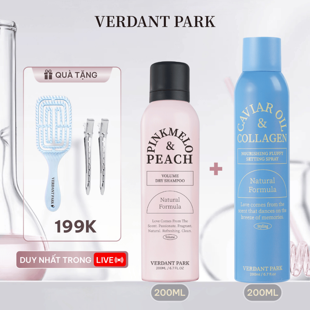 |LIVESTREAM| Combo 2 chai xịt dưỡng gel tạo kiểu giữ nếp tóc VERDANT PARK xịt khô phồng tóc lotion kiềm dầu Verdantpark | BigBuy360 - bigbuy360.vn