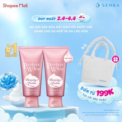 [LS] Bộ 02 Sữa rửa mặt tạo bọt bổ sung Collagen Senka Perfect Whip Collagen 120g/chai