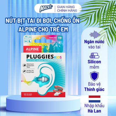 Nút bịt tai chống ồn, đi bơi dành cho trẻ em Alpine Pluggies Kid (freesize màu Trắng + Xanh)