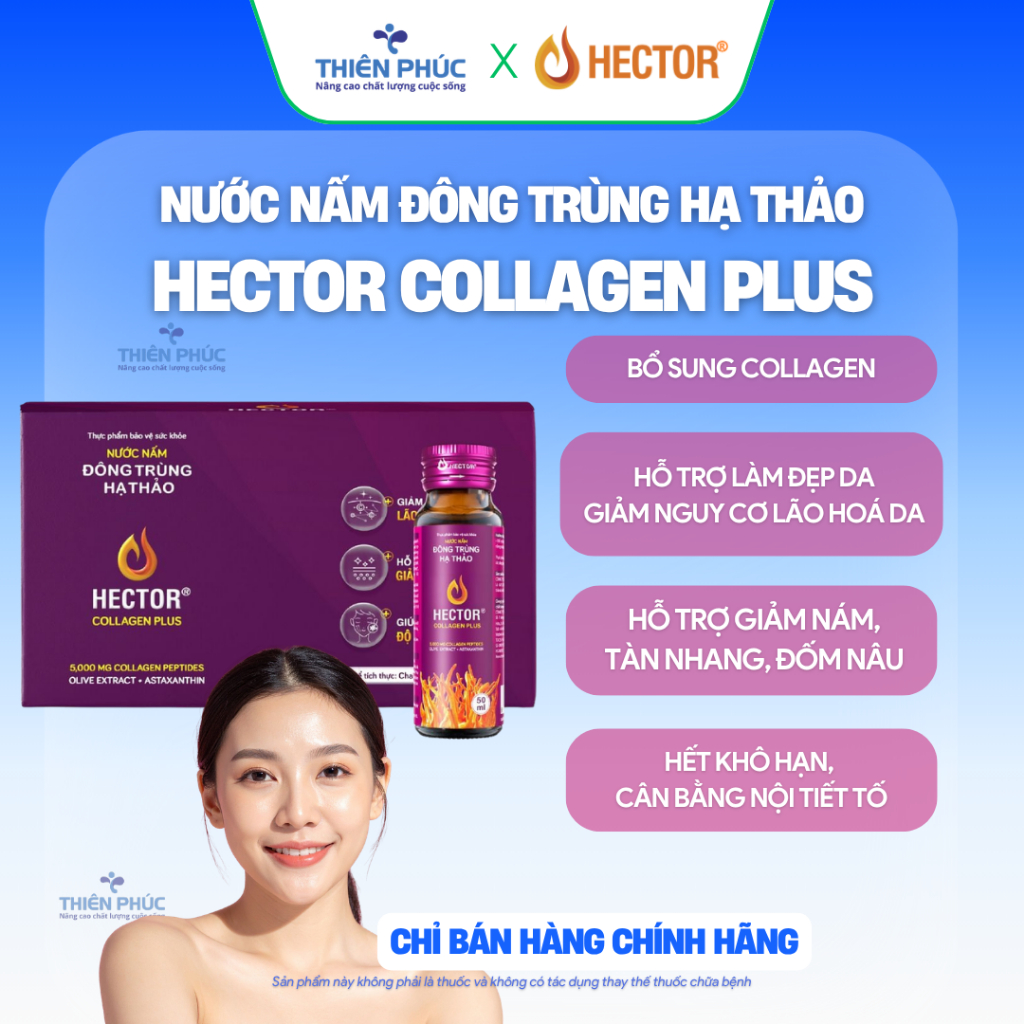 Nước nấm đông trùng hạ thảo Hector Collagen Plus (10 chai)