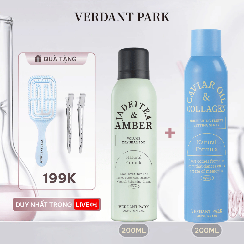 |LIVESTREAM| Combo 2 chai xịt dưỡng gel tạo kiểu giữ nếp tóc VERDANT PARK xịt khô phồng tóc lotion kiềm dầu Verdantpark | BigBuy360 - bigbuy360.vn