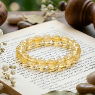 Vòng Tay Thạch Anh Vàng 10ly Thạch Anh Sớ Tự Nhiên Lắc Tay Phong Thủy - Ngọc Trai Trường Thịnh