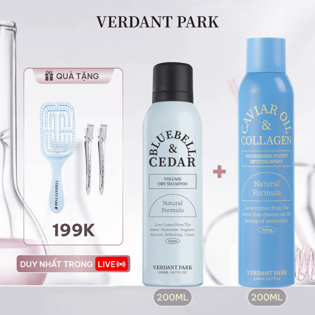 |LIVESTREAM| Combo 2 chai xịt dưỡng gel tạo kiểu giữ nếp tóc VERDANT PARK xịt khô phồng tóc lotion kiềm dầu Verdantpark | BigBuy360 - bigbuy360.vn