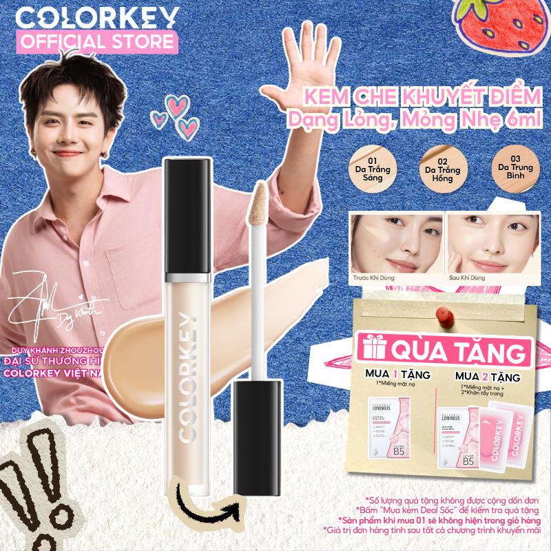 Kem Che Khuyết Điểm COLORKEY Dạng Lỏng, Mỏng Nhẹ, Che Phủ Cao 6ml