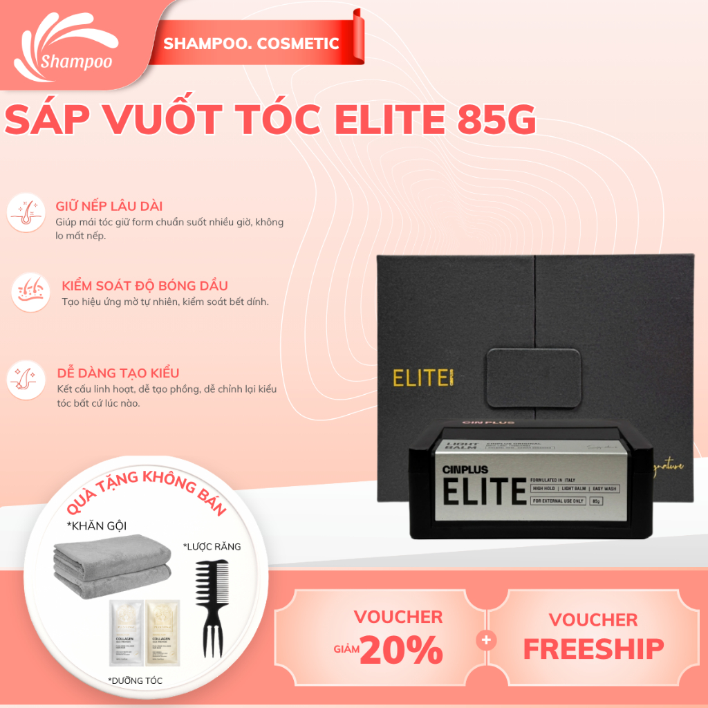 Sáp vuốt tóc nam Cinplus ELITE LIGHT BALM Original 85gr cao cấp CINPLUS tạo kiểu