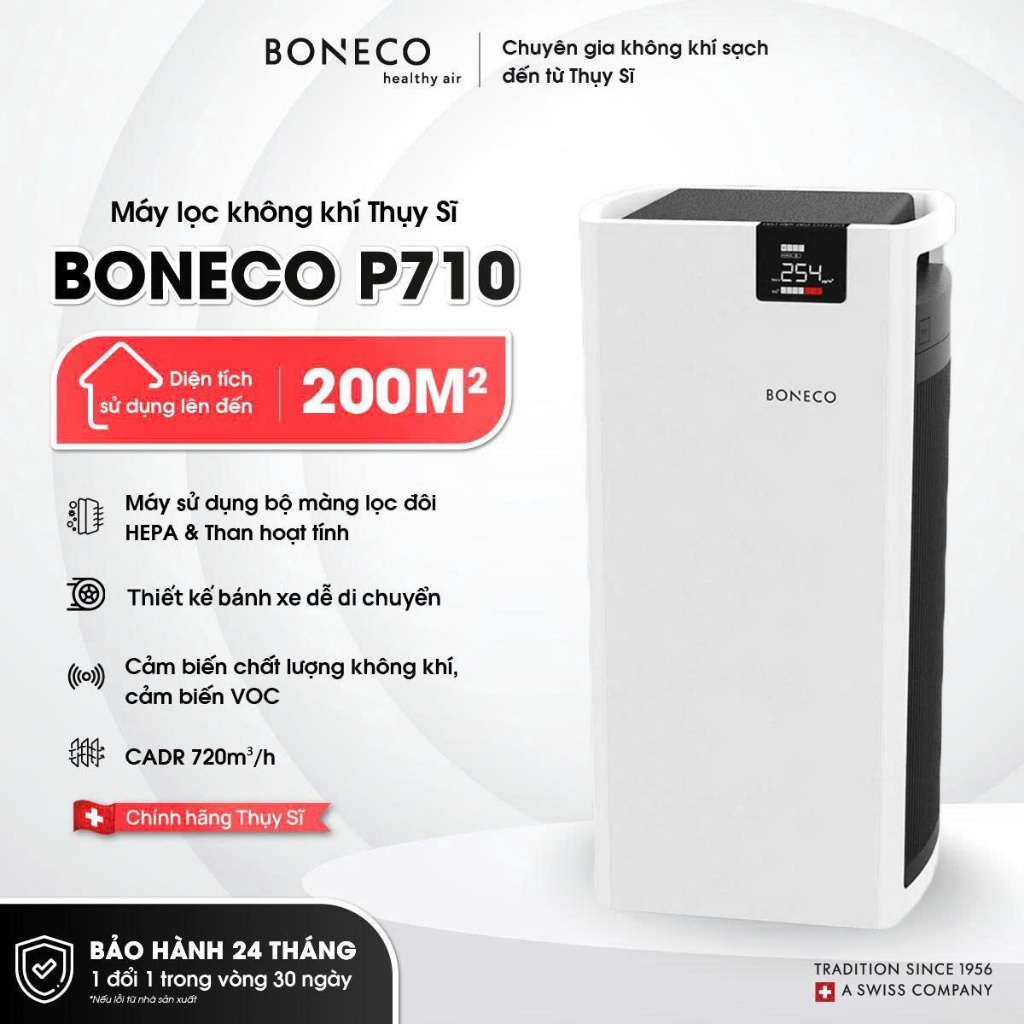 Máy Lọc Không Khí Cao Cấp BONECO P710 Khử Mùi, khử khí độc, lọc bụi mịn cho Phòng diện tích 200m2