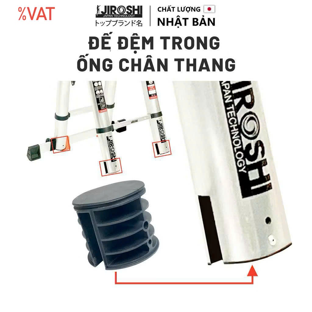 Giá Đỡ Chân Thang JIROSHI, Kẹp Thanh Nhôm Đen Phụ Kiện Chắc Chắn