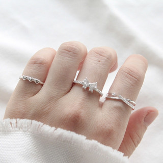 Nhẫn ngón út 3 trái tim trơn freesize bạc 925