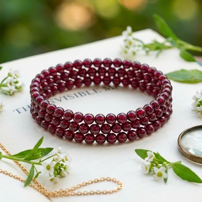 Vòng Tay Hồng Ngọc Lựu Garnet Tím Quấn 3 Vòng Hạt Nhỏ - Ngọc Trai Trường Thịnh