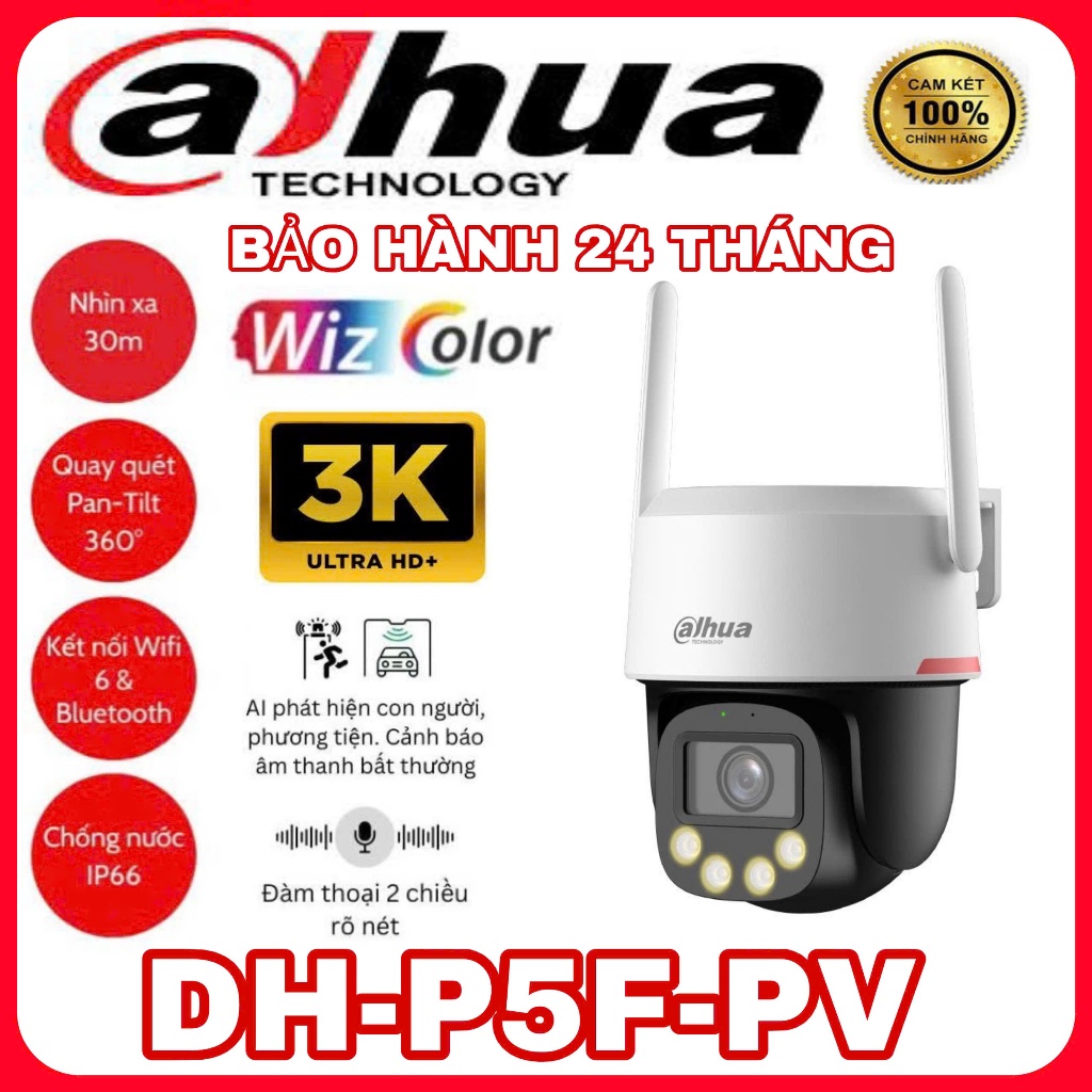 Camera Wifi 5MP WizColor PT Dahua DH-P5F-PV