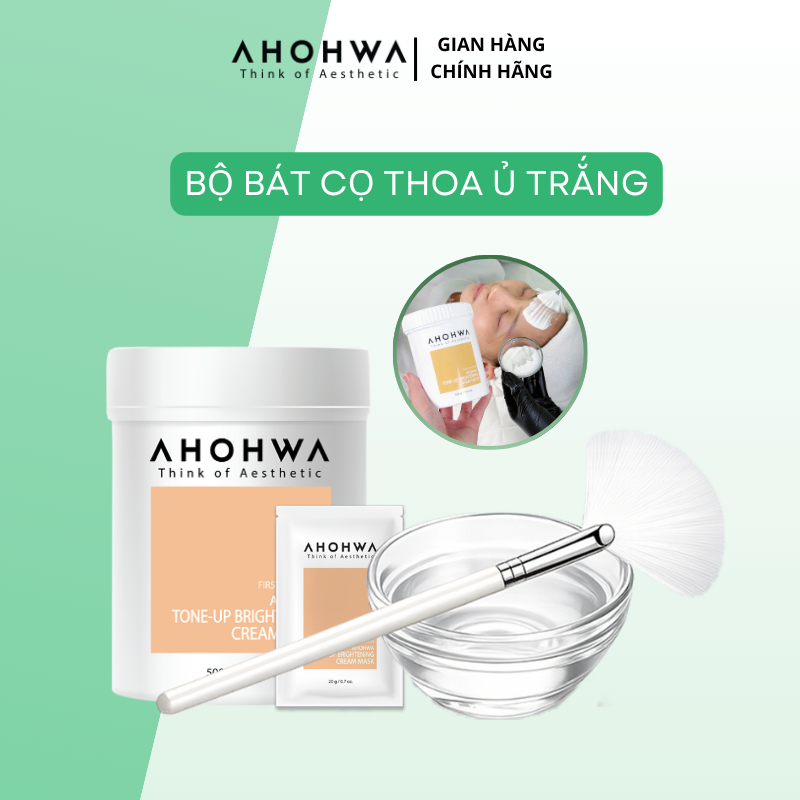 Bộ bát cọ thoa ủ trắng Ahohwa chính hãng - Tặng kèm khi mũ hũ ủ trắng 500g