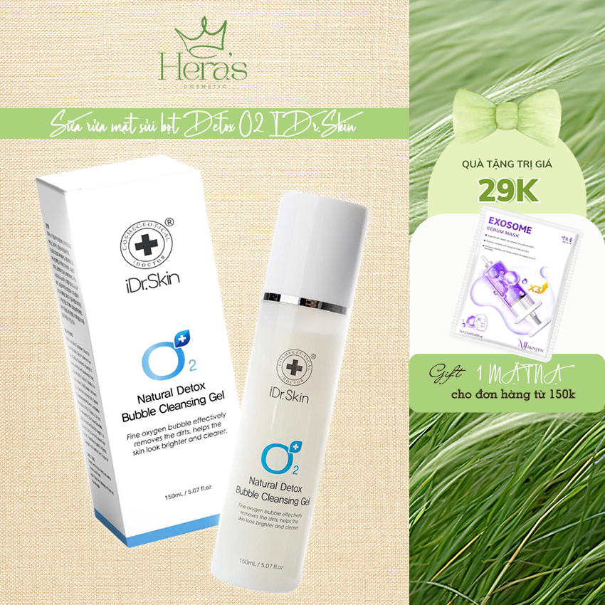 Sữa rửa mặt sủi bọt Detox O2 IDr.Skin _ O2 Natural Detox Bubble Cleansing Gel