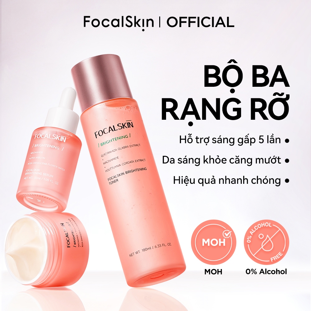 Toner Serum + Serum + Kem Dưỡng Trắng Da FOCALSKIN VC + Niacinamide B3 + α Arbutin Giảm Thâm Mụn Nám