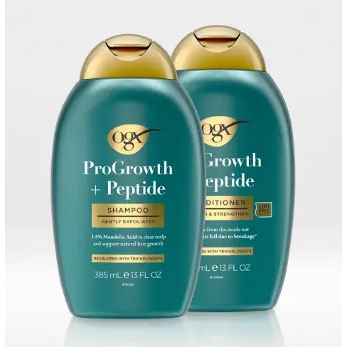Dầu gội làm sạch OGX ProGrowth + Peptide, dầu gội tẩy tế bào chết nhẹ nhàng cho da đầu 385ml (Mỹ)