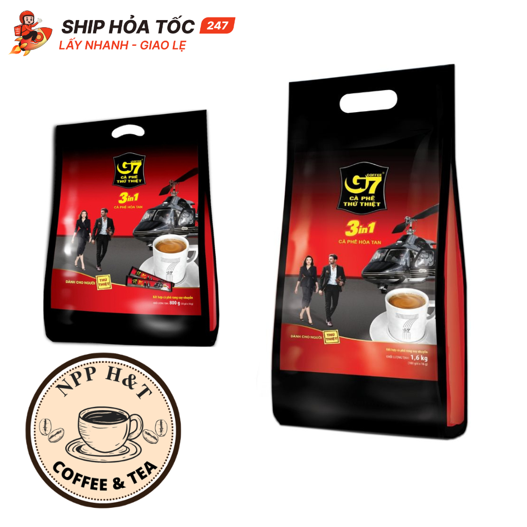 Cà Phê Sữa Hòa Tan Trung Nguyên G7 3in1 - Bịch 50 Gói vuông / 100 gói dài (Bao bì mới)