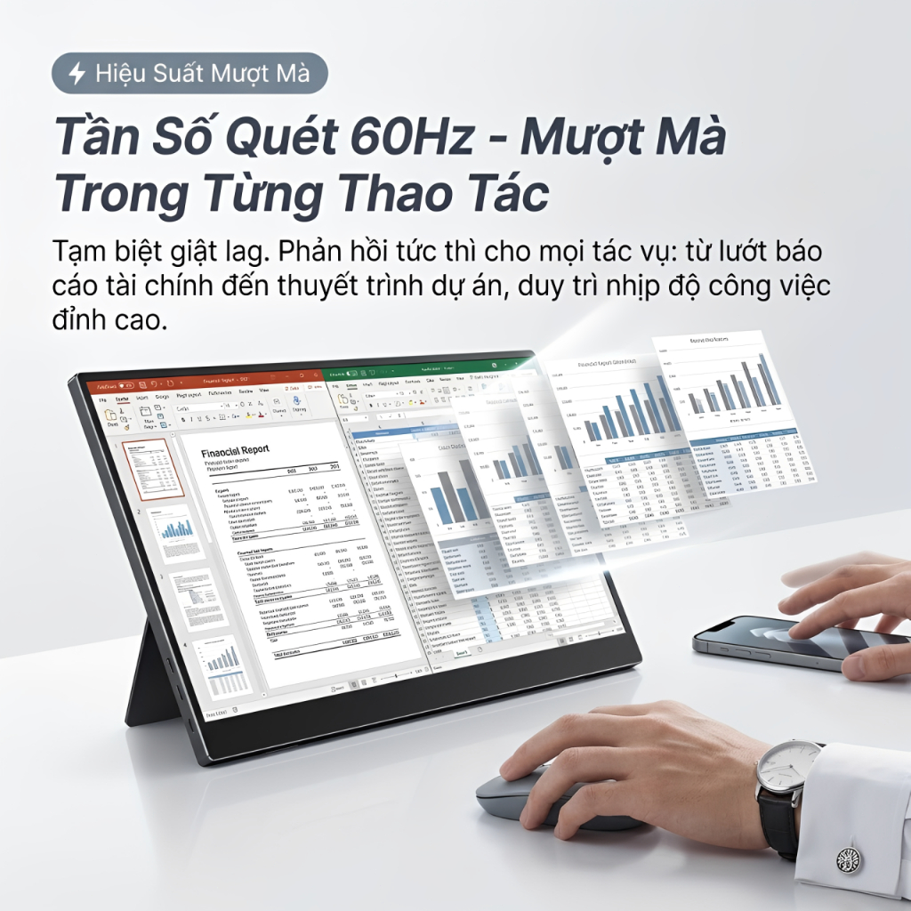 Màn Hình Cảm Ứng Di Động 15.6 Inch Full HD IPS HDR Type-C HDMI - Hỗ Trợ Laptop, Điện Thoại, Game (Tặng Kèm Cáp) | BigBuy360 - bigbuy360.vn