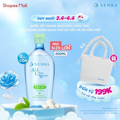 [LS]Nước tẩy trang Micellar Giảm Bóng Nhờn Senka A.L.L Clear Water Fresh 400ml/chai