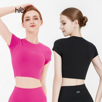 Áo croptop tập Yoga Gym Hibi Sports CR842 kiểu croptop có tay, chất vải Hi Fabric, kèm mút ngực