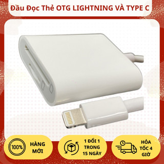 Đầu đọc thẻ Otg Lightning và Type C cho thẻ SD Chép Ảnh Sang Điện Thoại Tốc Độ Cao