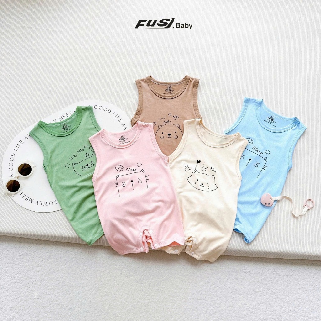 Body ba lỗ sát nách in hình con mèo đáng yêu cho bé trai bé gái