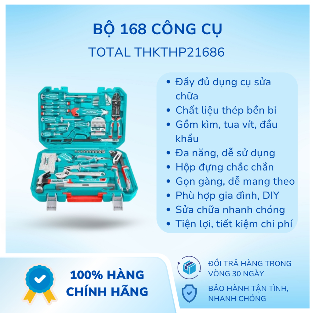 Bộ 168 công cụ TOTAL THKTHP21686