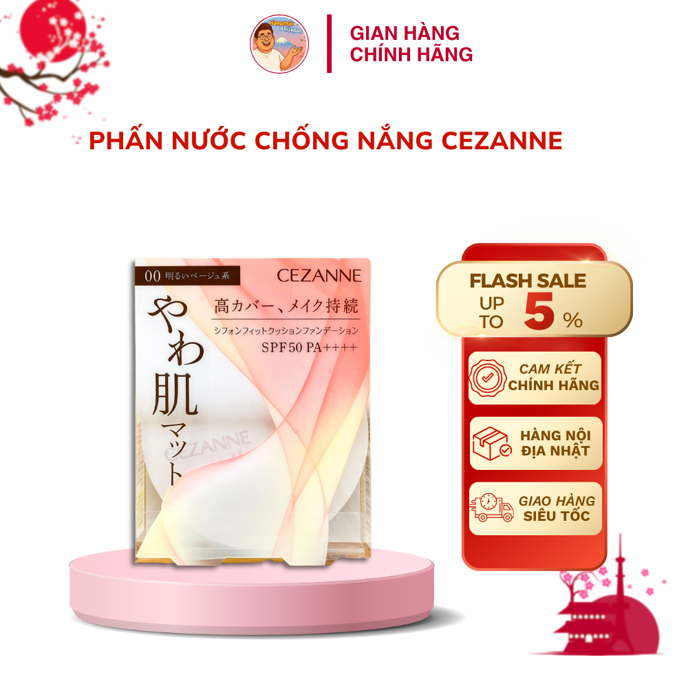 Phấn Nước Chống Nắng Kết Cấu Mỏng Nhẹ CEZANNE SPF50 PA++++ - CUSHION DÙNG ĐƯƠC DA BÓNG DẦU(màu 00)