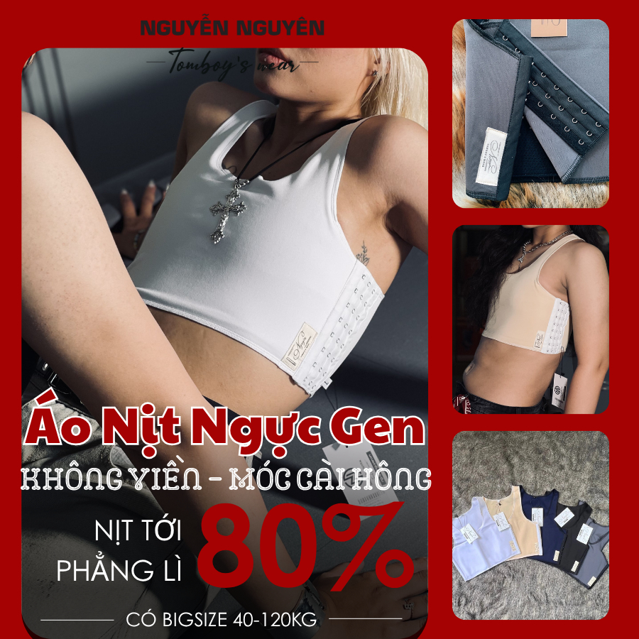 Áo Nịt Ngực Tomboy Gen Thun Không Viền Cài Hông - Lót Bó Ép Định Hình Ngực Tomboy Thể Thao Tập Gym B