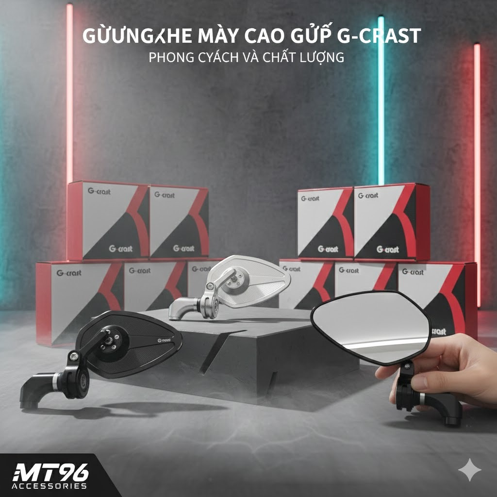 Gương (Kính) Chiếu Hậu G-Crast Nhôm 5 Cạnh Xoay Gập 360