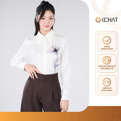 Áo Sơ Mi Nữ 𝐂𝐂𝐇𝐀𝐓 Dáng Suông Hayeli In Hoa 3D Chất Liệu Lụa Mềm Mại 16FDL6058ST