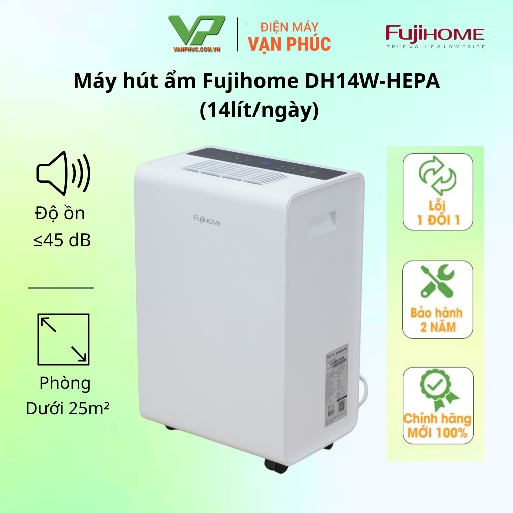 Máy hút ẩm Fujihome DH14- Bảo hành chính hãng 2 năm