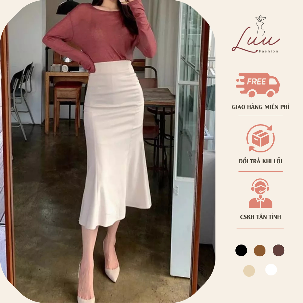 Chân váy đuôi cá ghép 7 mảnh vải chất Vitex dài 70cm cáG - Luu fashion