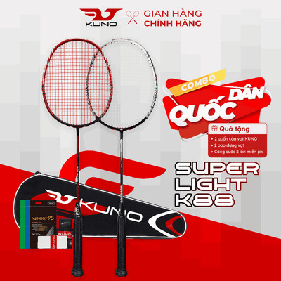 Combo 2 Vợt Cầu Lông KUNO Super Light K88SP, Trọng Lượng 6U G5 Siêu Nhẹ, Vợt Cầu Lông Công Thủ Toàn Diện,Căng Sẵn 10.5kg