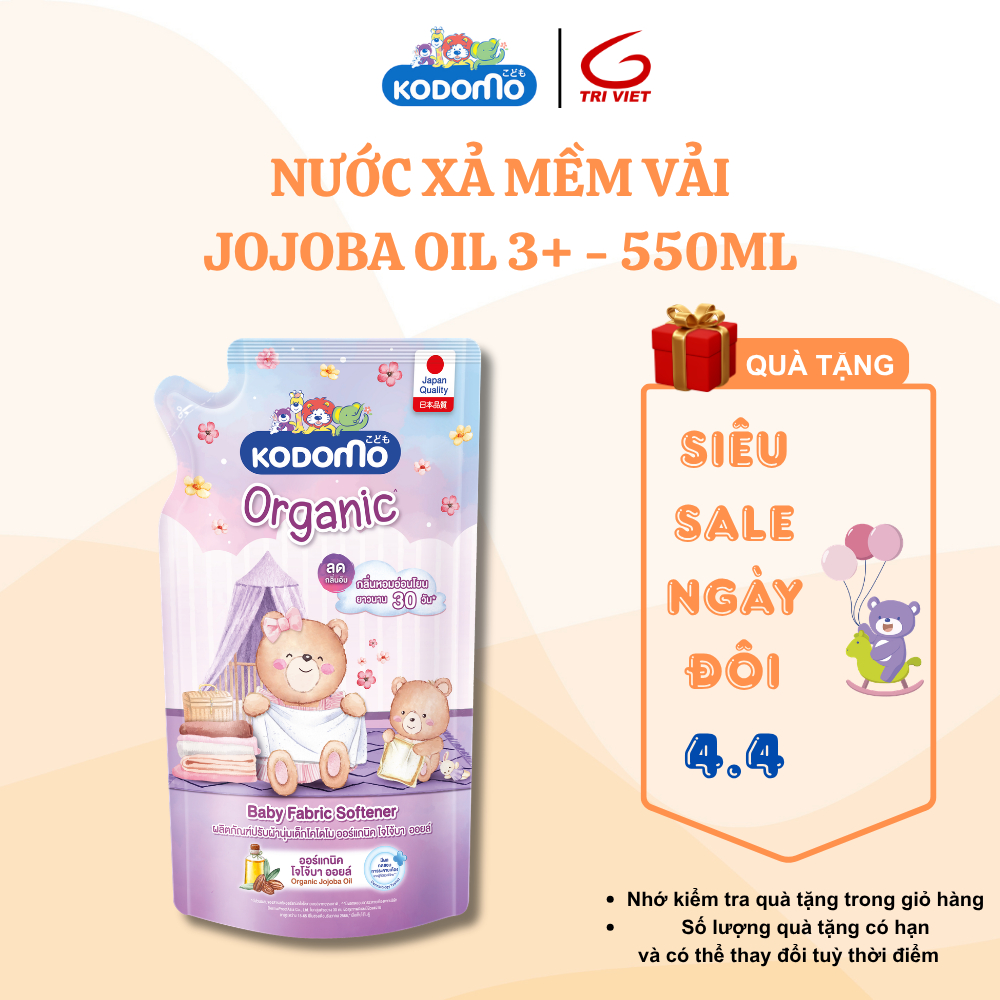 Nước xả mềm vải Kodomo Organic Jojoba Oil 550ml
