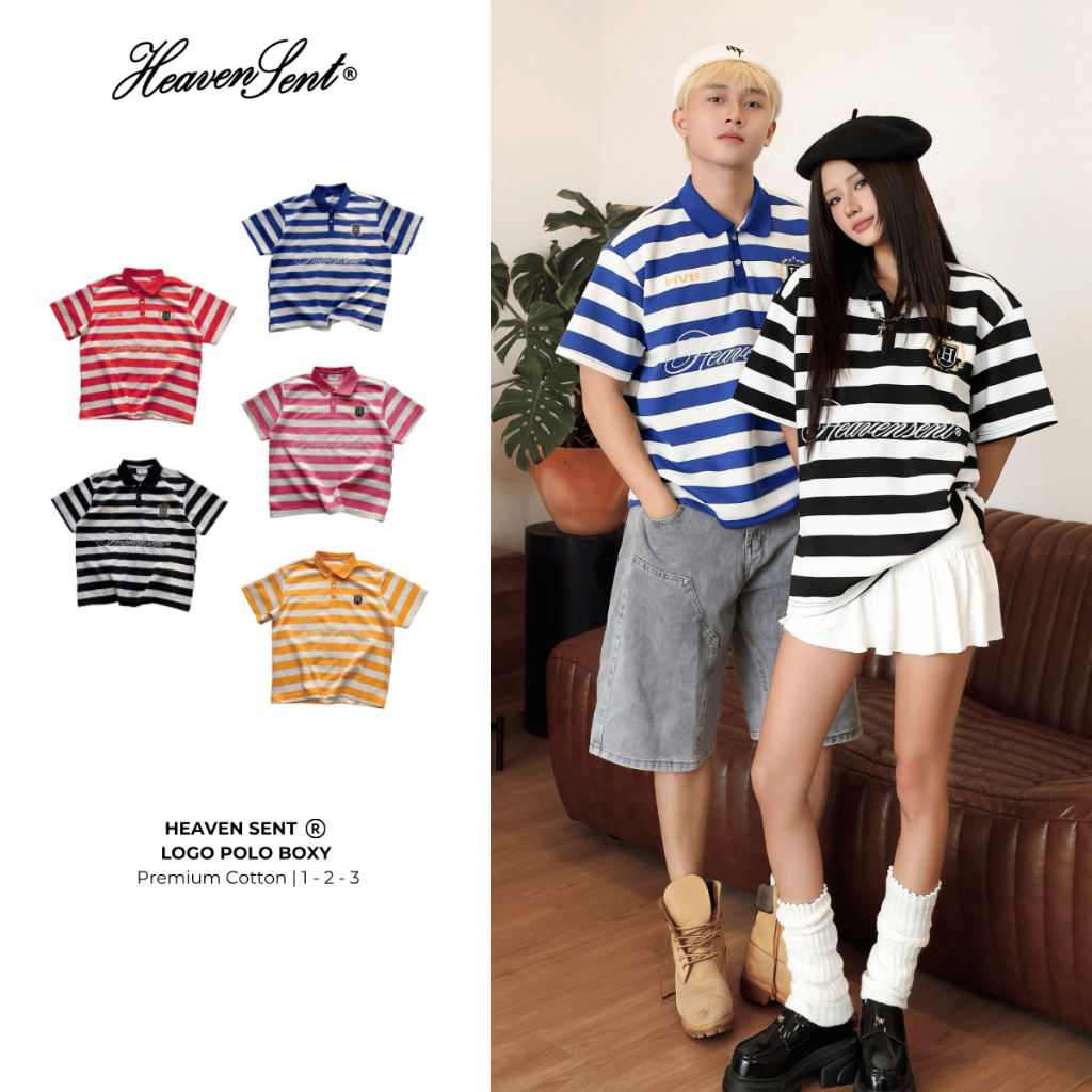 [NEW ARRIVAL] Áo Polo Boxy Thêu Logo Heaven Sent Unisex - HS_TS007