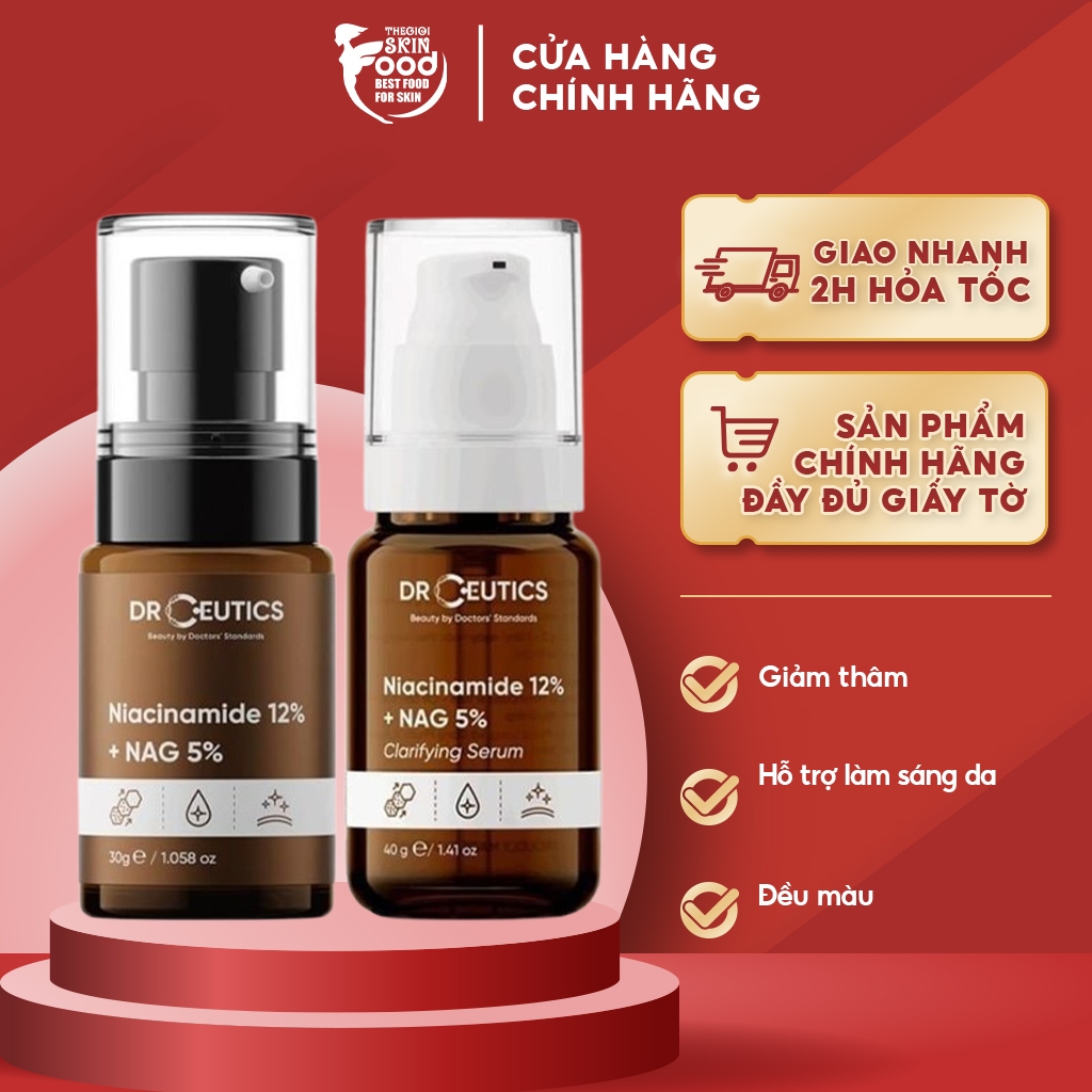 Serum DrCeutics Hỗ Trợ Dưỡng Sáng, Giảm Thâm Mụn, Kiềm Dầu DrCeutics Niacinamide 12%+ NAG 5% Thegioi